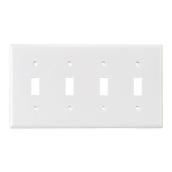 Eaton Standard 4-Gang Wall Plate - Toggle Switch - White Plastic - 8 3/16-in W x 4 1/2-in H