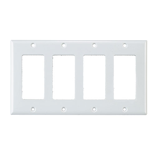 Eaton Standard 4-Gang Wall Plate - Thermoset - Polymer - White - 8 3/16-in W x 4 1/2-in H