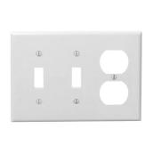 Eaton Combination 3-Gang Decorator Wall Plate - Thermoset - White - 4 1/2-in H x 6 3/8-in W x 3/32-in D