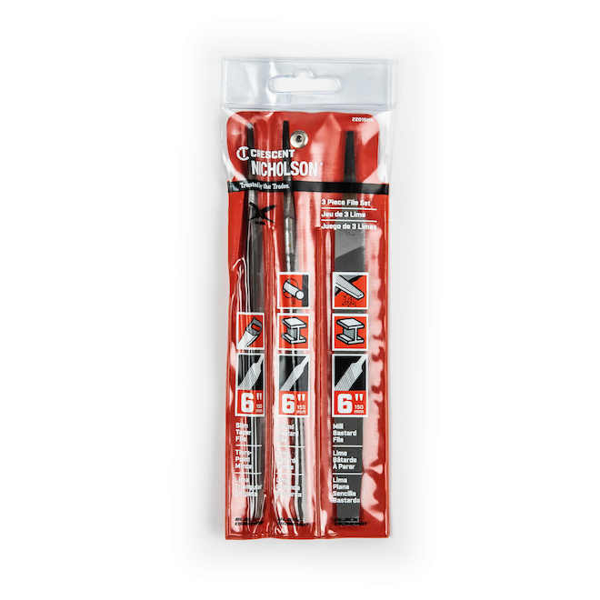 Crescent Nicholson General Purpose Files - with Plastic Pouch - 6-in L - Set of 3