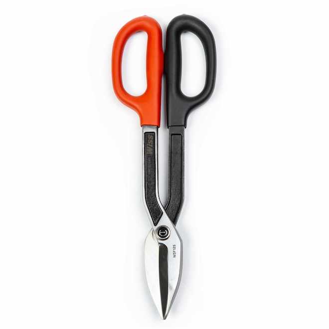 Wiss 12-in Steel Strait-Cut Tinner Snip - Red/Black