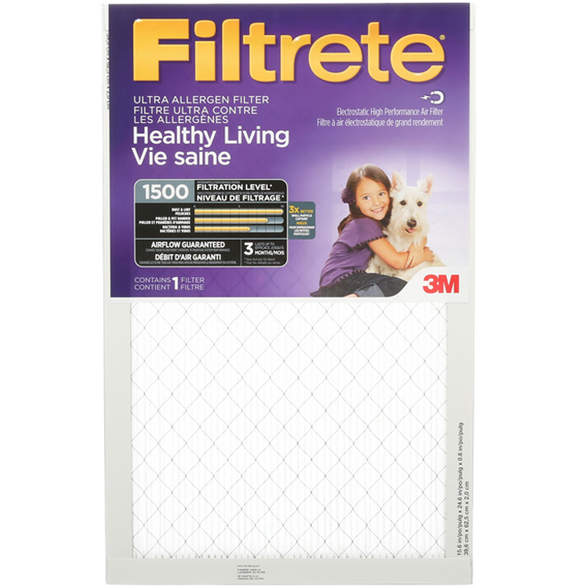 Filtrete Ultra Allergen Reduction Electrostatic Pleated Air Filter - 1500 MPR - 1-in x 25-in x 16-in