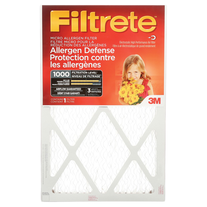Filtre à fournaise 3M Filtrete pour la réduction des micro-allergènes, 20 po x 20 po x 1 po, 1000 MPR