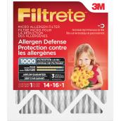 3M Filtrete Furnace Filter - Fibreglass - 14-in x 16-in x 1-in - 1000 MPR