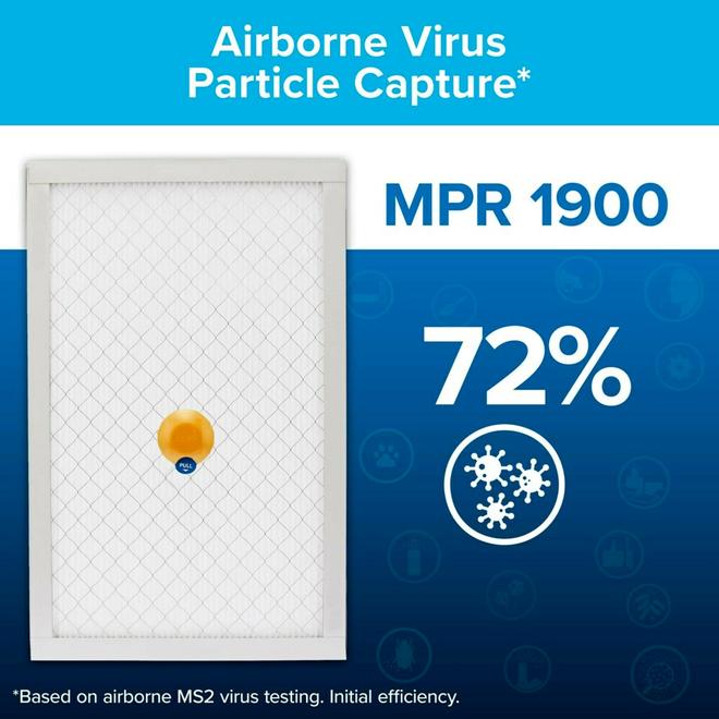 3M Filtrete 1900 MPR Maximum Allergen Reduction Electrostatic Pleated Air Filter - 20 x 20 x 1-in