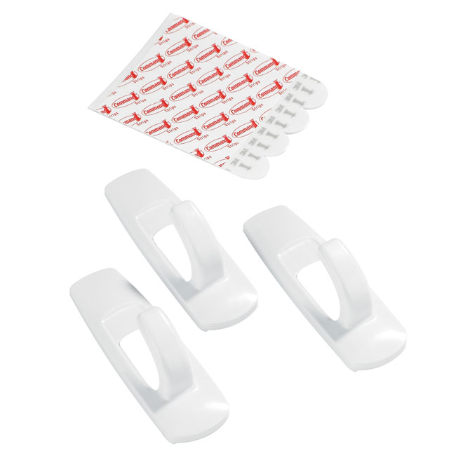 Command White Plastic Self-Adhesive Hooks Large Size 3/Pk