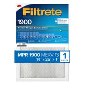 Filtre à air électrostatique 3M 14 po x 25 po x 1 po 1900 MRP maximum Allergène plissé