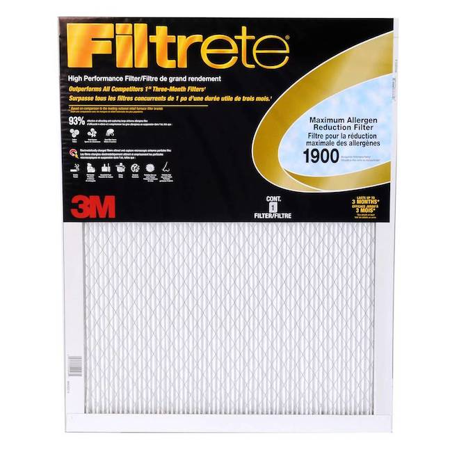 FILTRETE 3M 16-in x 24-in x 1-in 1900 MRP Maximum Allergen Reduction ...