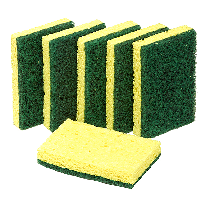 Scrub Sponge - 4.5" x 2.7" - Heavy-Duty - Cellulose - 6/Pk