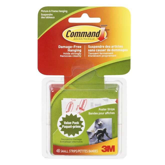 COMMAND 3M Small White Poster Strips Value Pack (48 Strips) 17024C-VP