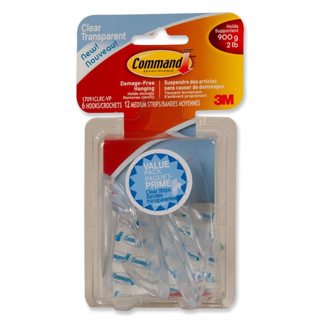 Command Plastic/Wire Hooks and Strips, Clear, Small, 9 Hooks with 12  Adhesive Strips per Pack at Tractor Supply Co., command strips 