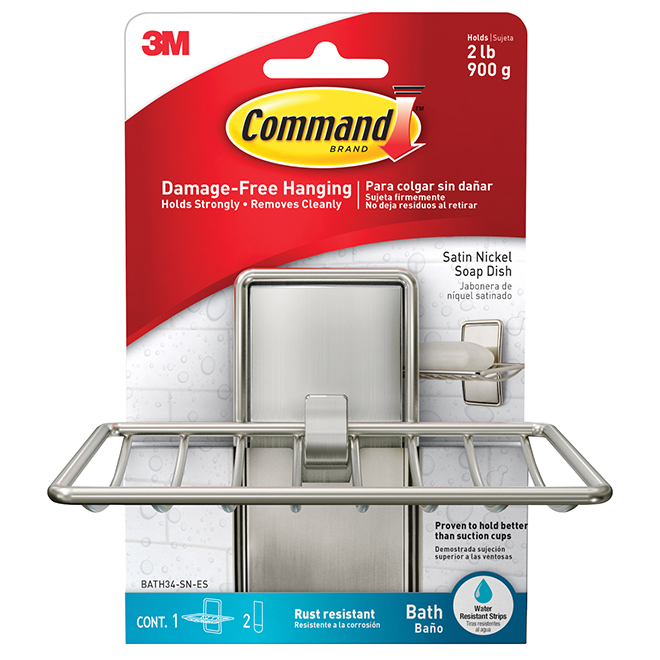 Porte-savon 3M Command nickel satiné