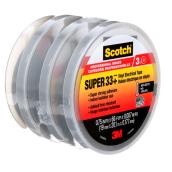 Ruban isolant en vinyle Scotch, 3/4'' x 66', noir, pqt/3
