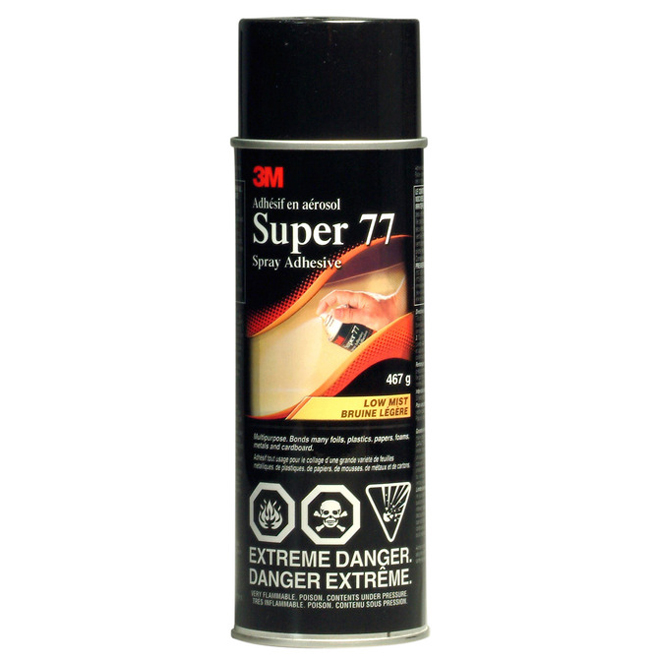 3M Super 77 Multipurpose Adhesive - Dries Clear - Construction Use - 473 g