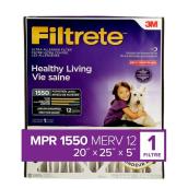 Filtrete Healthy Living Pleated Air Filter - 1550 MPR - 20-in x 25-in x 5-in - Electrostatic