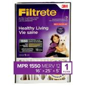 3M Filtrete Healthy Living Furnace Ultra Allergen Reduction Electrotatic Pleated AIr Filter - 16 x 25 x 5-in