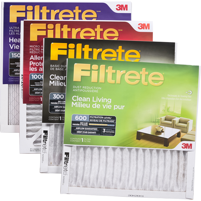 Ensemble de filtres 4 saisons pour la réduction des allergènes par Filtrete, 20 po x 20 po x 1 po, 4 par boîte