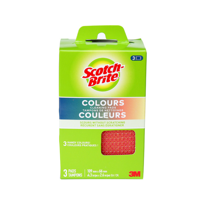 Scotch-Brite Colours Cleaning Pad - 4.3-in x 2.6-in - 3 per Pack