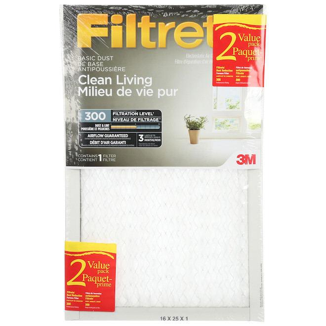 Filtrete Clean Living Basic Synthetic Pleated Air Filters 16 x 25 x 1
