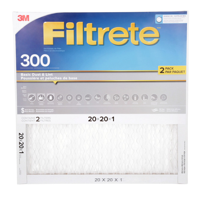 Filtrete Clean Living Basic Dust Filter MPR 300 20-in x 20-in x 1-in - 2-pack