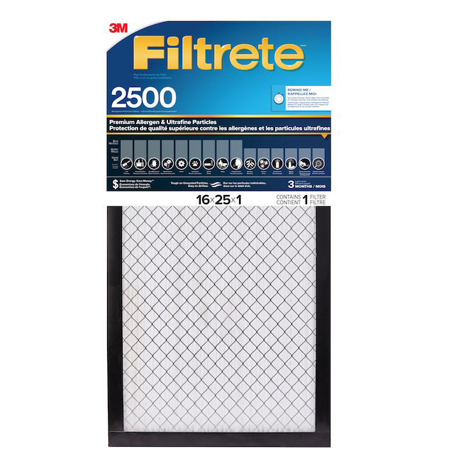 3M Filtrete High Performance Air Filter Allergen and Ultrafine Particles 2500 MPR - 16-in x 25-in x 1-in