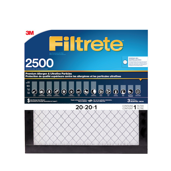3M Filtrete High Performance Air Filter Allergen and Ultrafine Particles 2500 MPR - 20-in x 20-in x 1-in.