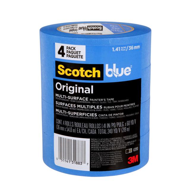 Scotch blue Original Multisurface Painter's Tape 180-ft x 1.41-in each - Pack of 4 Blue Rolls