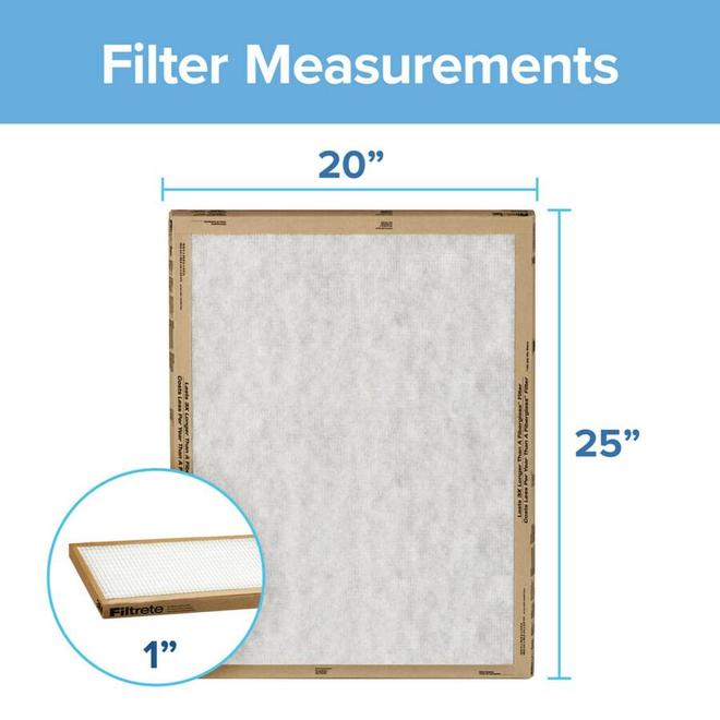 Filtrete  Flat Panel Air Filter, FPL03-2PK-24, 20 in x 25 in x 1 in (50,8 cm x 63,5 cm x 2,54 cm), 2 Per Pack