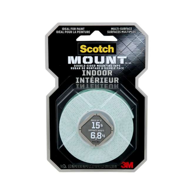 Ruban de montage Scotch-Mount double face pour intérieur, 1/2 x 80 po