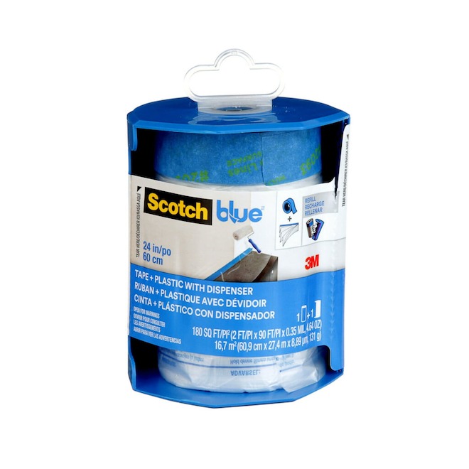 Ruban + pellicule de plastique Scotch Blue avec dévidoir, 2 x 90 pi