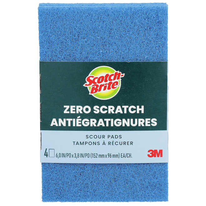 Scotch-Brite Scour Pads Zero Scratch 6 x 3.8-in - Pack of 4
