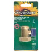 Coupling with Shut-Off Valve - Solid Brass