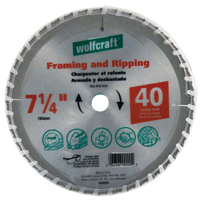 Wolfcraft Framing Circular Saw Blade - Carbide - 7900-RPM - 7 1/4-in dia