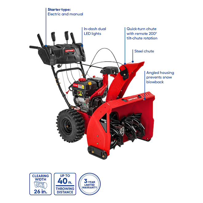 CRAFTSMAN Select 26-in Gas Snow Blower 243 cc 4-Cycle with Push-Button Electric Start