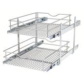 Panier grillagé multiusage double, 17", nickel givré