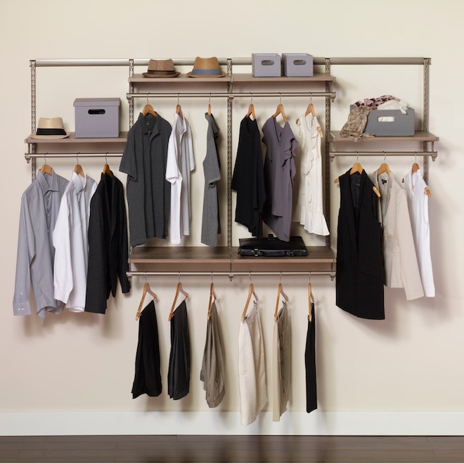 Knape & Vogt Closet Culture Wire Closet Kit - Metal - Champagne Nickel -  8-ft W x 78-in H x 16-in D 0300-KITA-8DRF