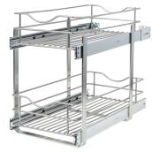 Real Solutions Double Pull-Out Basket - 11-in - Frosted Nickel