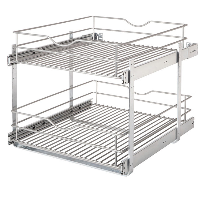 Real Solutions Double Pull-Out Basket - 20-in - Frosted Nickel