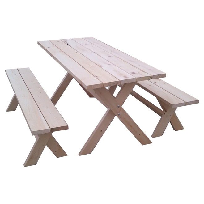 Table de pique-nique standard en bois de pin naturel, 6 pi