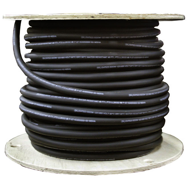 Fil d'alimentation extérieur Southwire, cuivre et PVC, SJ00W 12/3, 250 pi, noir
