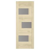 Qingdao Asymmetrical French Door - Modern - 3-Panel Sandblasted Glass - Natural Pine