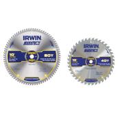 Irwin Marathon Circular Saw Blade - 2-Piece Set - 10-in Dia - T40 and T80 - Carbide Teeth with Diamond Abrasive