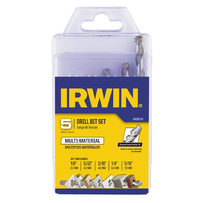 Irwin 5-Pieces Round Carbide Rotary Drill Bit Set