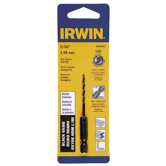 IRWIN  5/64-in Dia. Black Oxide Hex Shank Drill Bit