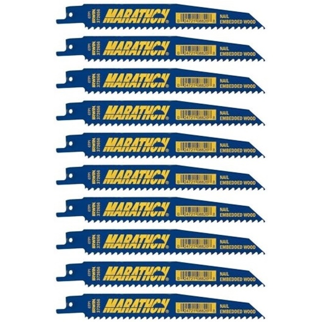 IRWIN 6TPI NailEmbedded WoodCutting Reciprocating Saw Blades 0568060