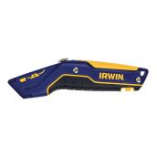 Couteau utilitaire rétractable Irwin acier au carbon bleu et jaune