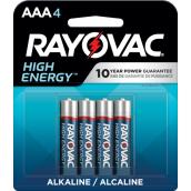 Piles alcalines AAA Rayovac Haute Énergie, (4-paquet)