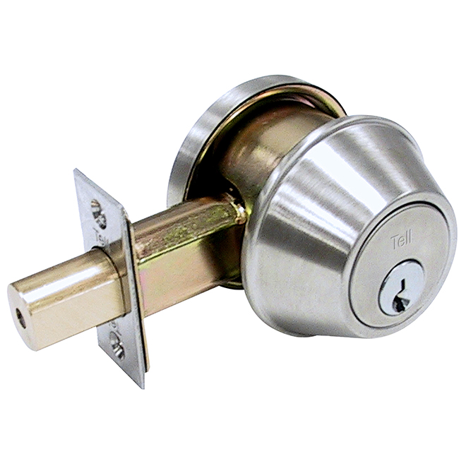 Tell Brass Key Control Brushed Nickel Door Deadbolt