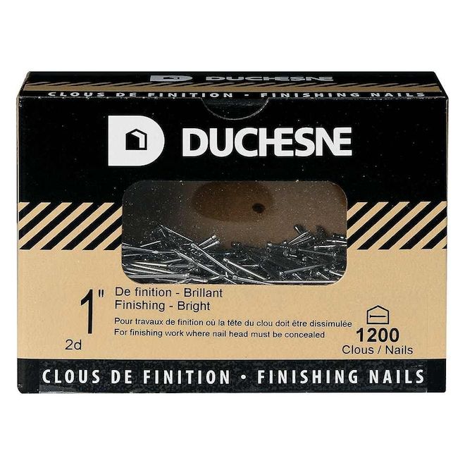 Duchesne Finishing Nails - 1-in L - Bright Steel - Smooth Shank - 1200 Per Pack