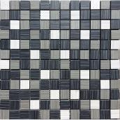 Tuiles de porcelaine, mosaïque, 12" x 12", blanc, gris, noir